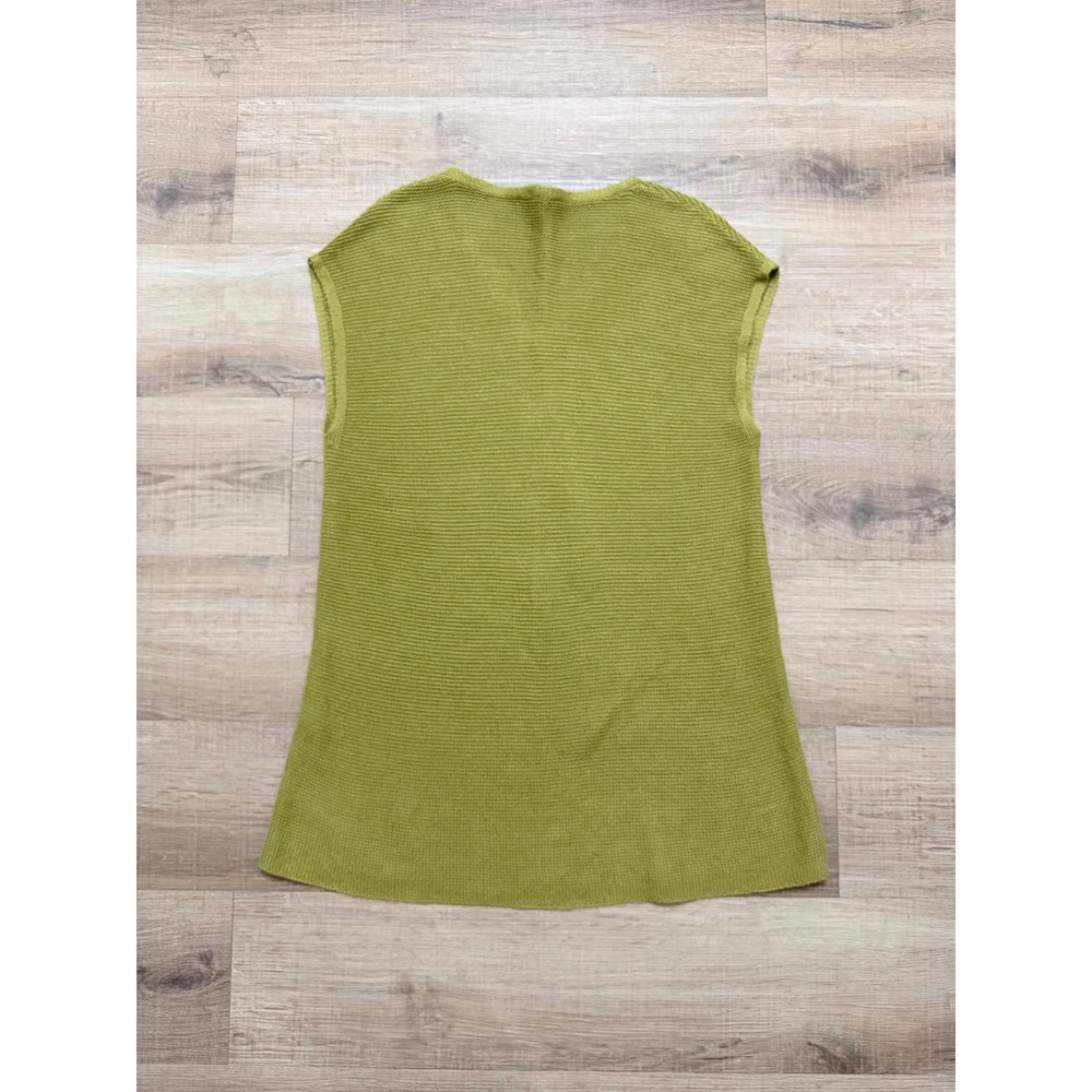 Eileen Fisher Women Green Organic Linen Cotton V-Neck Sleeveless Tunic Dress S/P - Picture 3 of 4